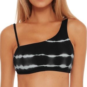 Becca Black Tie Dye One Shoulder Bikini Top Swimsuit